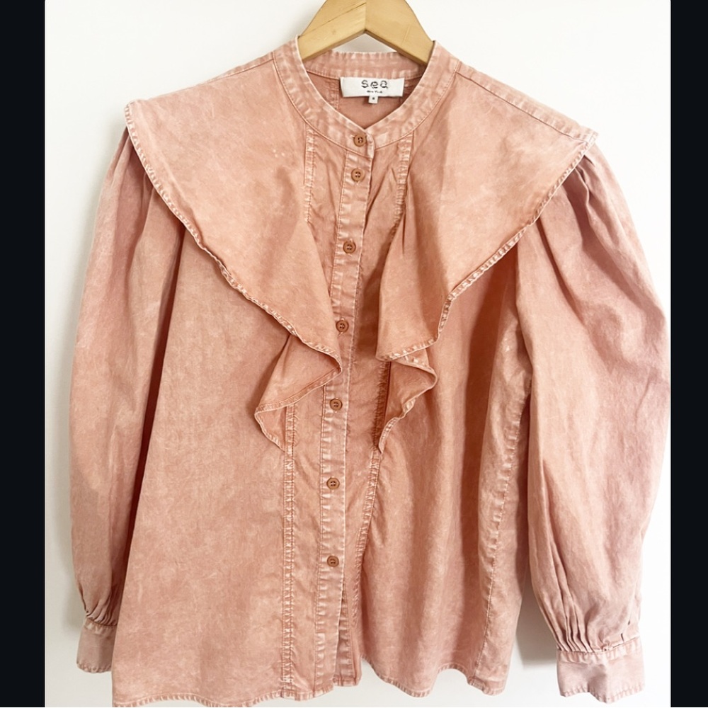 Sea New York Hildur Blouse - Acid Wash Blouse Size Small